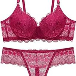 Women's Padded Wired Bra and Panty Set – Comfortable Support Lingerie Set in Magenta-image-61