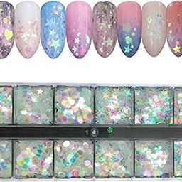 S.A.V.I 1PC. DIY Nail Art 12 Styles Sequins Paillette Glitter Style Heart Stars Flower Moon Shape Mermaid Manicure Flakes (Mermaid Suit)-15