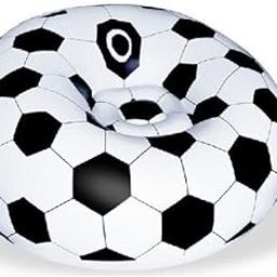 Sofa Cum Chair Soccer Ball Inflatable Chair Sofa for Adults Kids Size 110cm x 80cm (Plastic, White-Black)-image-10