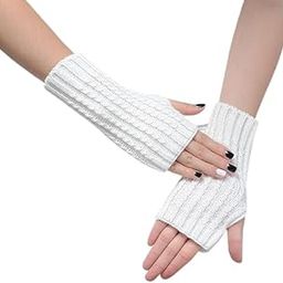 Devil Fingerless Winter Gloves For Women Women Arm Warmers With Thumb Hole Mittens For Women Cold Weather Pack Of 01(Free Size,White)-image-41