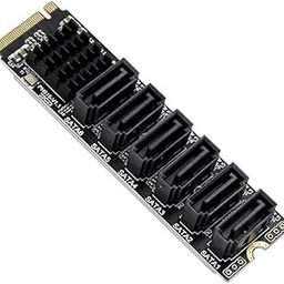Tobo M.2 MKEY PCI-E Riser Card M.2 NVME to SATA3.0 PCIE to SATA 6Gpbsx6-Port Expansion Card M.2 Key M 6Gbps SSD to SATA3.0 Converter Card for Desktop TD-100PC-8