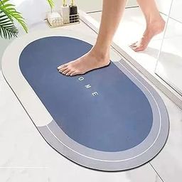 Rubber Bathroom, Oval Door Mat, Floor, Bath Mat, Carpet | Non Slip Mat for Bathroom Cushion, Super Absorbent Soft Carpet, Quick Dry Dirt Barrier for Home, Office, (40X60Cm), Multicolour-image-99