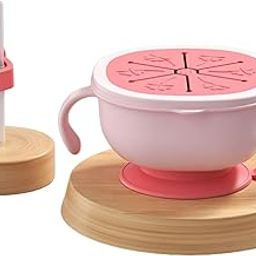 GUCHIGU Silicone Baby Food Bowl with Lid & Handle for Kids, Anti-Fall &Unbreakable,Insulated Soup Rice Feeding Bowl with Tight Lid Meal Bowl for Baby, Toddler, Kids & Children (360ml, Cream - Red)-image-34
