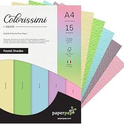 Paper Pep Colorissimi Card Stock 220GSM A4 Pastel Shades Assorted Pack of 15 Sheets-19