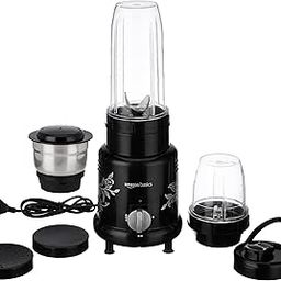 Amazon Basics Nutri Blender With Three Jars and Lids, Stainless-Steel Blades, Anti-Skid (500 W, 21000 RPM, 600 ML Blending, 300 ML Grinding, 400 ML Chutney)-57