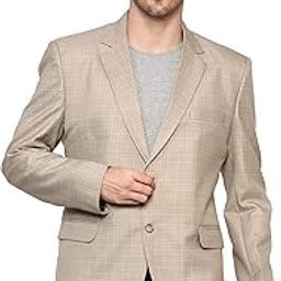 Men's Slim Fit Casual Checkered Blazer (Royal Beige) (Size 38)-image-81