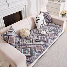 HOMETHREADS Premium Korean Style Cotton Sofa Seat Cover – Breathable, Anti-Skid & Machine Washable Couch Protector for a Modern & Cozy Living Space (Blue_Square, 1 Seater | 70x75cm)-image-30