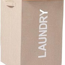 QUAIL Non Woven Foldable Jute Printed 75 Liter Laundry Basket with Lid Durable and Collapsible Laundry Storage Bag Clothes & Toys Washing Cloth Basket (Beige, Pack of 1)-2
