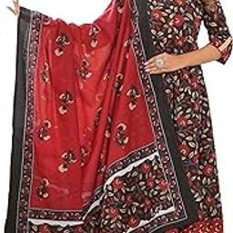 Women's Cotton Floral Printed Anarkali Kurta with Pant & Dupatta-image-55