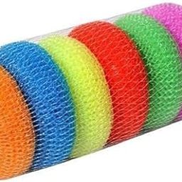 Plastic Bath Scrubber Sponge Pouf Body Scrubber Bathing Round Loofah for Men and Women Plastic Juna Loofah/Scrub | Set of 6 RANDOM COLOUR-32