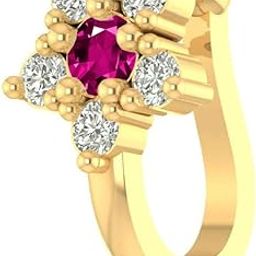 vama FASHIONS Elegant Ruby Stone Clip on Without Piercing Nose Pin Pressing Type Nosering for Women & Girls-picture-4