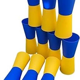 Garende 10Pcs Flip Cups Agility Training Fitness Shuttle Run Body Coordination Sport Equipment Aid Reversed Cups for Gym Kindergarten Events Outdoor, Blue Yellow-picture-31