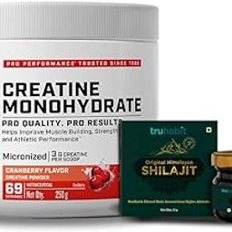 GNC Pro Performance Pure Micronized Creatine Monohydrate with Free Shilajit|250 gm & 10 gm Shilajit|Instantized|Fuels Muscles|Increase Muscle Mass|Rapid Absorption|Cranberry,powder,2 count,69 Servings-image-67