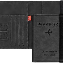 Passport Holder Cover Wallet for Men Women, Travel Essentials Must Haves Waterproof RFID Blocking Card Slots Leather Passport Case Travel Wallet (Black)-image-6