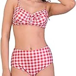 High Waist Gingham Cut-Out Bikini Set-picture-16