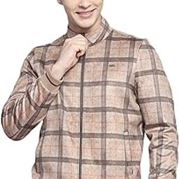 Mens Solid Khaki Mock Neck Full Sleeve Jacket-image-54