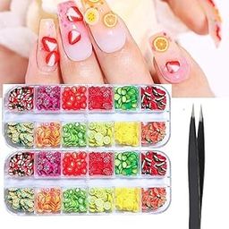 2 Boxes 3D Nail Art Kit - 24 Designs & Shapes Polymer Slices DIY Colorful Crystal Flower Fruit Clay Sequins Marking Tools-image-66