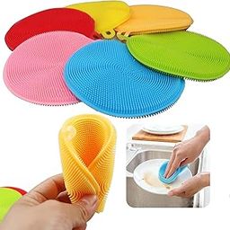 Silicone Sponge for Dishes - Reusable Silicone Dish Scrubber Brush for Kitchen Cleaning, Non-Stick Silicone Sponges for Utensils, BPA-Free Dish Washing Scrubber, Bathing & Baby Care Sponges (5 Pack)-image-99