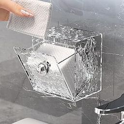 House of Quirk Wall-Mounted Storage Case Makeup Sponge Container Water Wave Texture Bathroom Box with Adhesive Cotton Swab Holder Lipstick (White Transparent)-picture-19