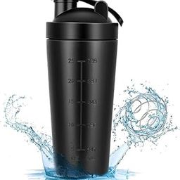 DASSIO Black Stainless Steel Protein Shaker Bottle with Blender Mixer Ball | Leak Proof Gym Shaker for Protein, BCAAs, Creatine | BPA-Free, Travel-Friendly (Steel Shaker Bottles for Gym, 750ml)-image-82