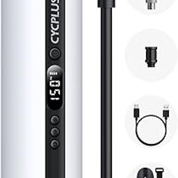 CYCPLUS Electric Air Compressor Portable Bicycle Pump Car Tire Inflator, Max 150 PSI, Auto Shut-Off Air Pump with Presta and Schrader Valves for All Bicycles Motorcycles and Cars-image-87