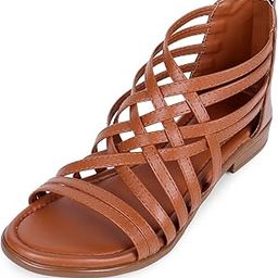 Gladiator Sandals With Zip Closure Flats For Woman And Girls - Women Sandals - Stylish And Trendy Strappy Design Flat Footwear For College, Office And Beach Wear-picture-3