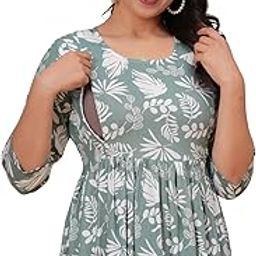 tanisha Women's Maternity Feeding Kurti Maxi Dress with Zip Dress-picture-5