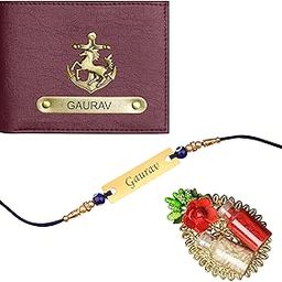 The Wallet Store Personalized Premium Leather Name Wallet, Eye-Catcher Rakhi & Roli Chawal Gift Set with Message Card, Best Rakshabandhan Gift, Combo for Brother, Bhaiyya, etc (Cherry)-image-85