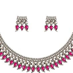 Antique Oxidised Plating Necklace With Earring For Women and Girls | Antique Temple Necklace Set for Women & Girls (AN-322)-26