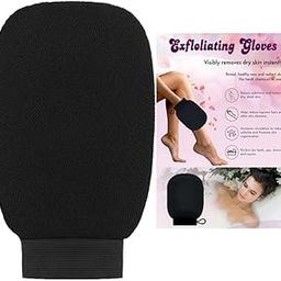 Gloves Spa Massage Body Cleaner Gloves Exfoliating Body & Face, Dead Skin Remover Deep Scrubbing Exfoliating Mitt Glove. (BLACK)-image-21