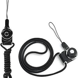 ONCRO® Dursble Black 2 in 1 ring finger/hand holder Pack of 2 Nylon braided Detachable Lanyard quick release press button Necklace Wrist Neck Strap thread string rope cord for Mobile Phones ID Card-image-12