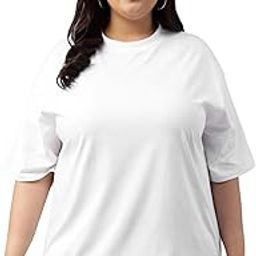 100% Pure Cotton Oversized Baggy Fit Core Solid Half Sleeve Plus Size T-Shirt for Women & Girls (Sizes: 2XL to 5XL)-image-57