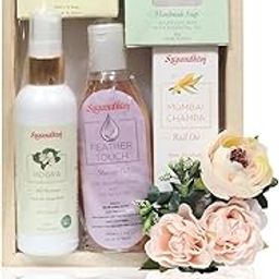 Sugandhim Gift Set, 5 Products Gifting Tray, Body Care & Air Care Hamper, Natural Essentials for Skin & Home, Perfect Gift for Men & Women, Made in India, Ideal for Special Occasions-image-86