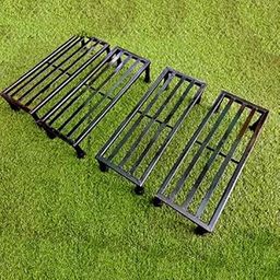 DHYANI Heavy Duty 24 inches (Set of 4) Rectangular Metal Plant Stand/Pot Stand Flower plant stands for outdoor balcony Stand- for Indoor & Outdoor Garden Use-19