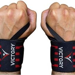 Victory Fitness Power Wrist Wraps with Thumb Loop (Pack of 2) Wrist Support # Men, Women # A-Grade Red-image-91