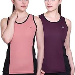 Gym Tank Tops for Women Workout, Sleeveless Tshirt for Women Combo, Sports, Workout, Dry Fit, Anti-Odor Sports T Shirt, Lightweight & Breathable, Everyday, (Pack of 2)-image-4