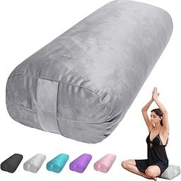 Yoga Bolster Pillow for Restorative Yoga - Meditation Pillow with Velvet Cover - Yoga Pillow for Yin Yoga, prenatal Yoga, Meditation - Rectangular Yoga Bolste (Gray)-image-28