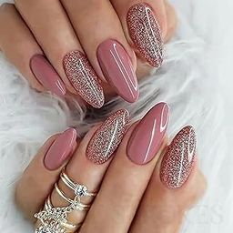 THR3E STROKES Press-On Nails,FakeNails Manicure set Salon look Nails Includes 24Nails, 1sheet gluetabs,1 Alcohol wipe,1 Manicure Stick, 1 Mini file. PN-37-14