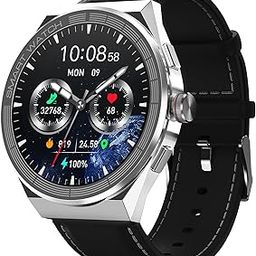 SKMEI Smartwatch Bluetooth Call for Android & iOS for Men's Fitness Tracker with Heart Rate, Blood Pressure & Sleep Monitor, IP68 Waterproof, Long Battery Life - S232 (Black Leather Band)-image-79