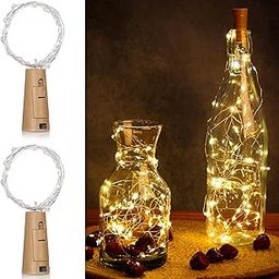 GIGAWATTS 20 LED Bottle Cork Lights 6m Battery Operated Mini Copper Wire String Decorative Fairy Light DIY Festive Decor for Diwali Wedding Party (Warm White, 2 PCS)-9