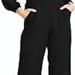 Women's Black V-Neck Jumpsuit | Full Sleeve Straight-Leg One-Piece with Side Pockets | Elegant Western for Office, Party & Evening Outfits-picture-25