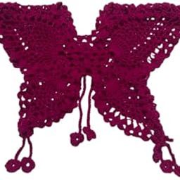 Crocheted Woolen Butterfly Collar Poncho/Cape For Woman (Free Size, Magenta)-image-77