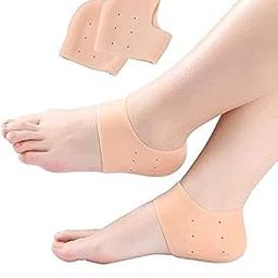 ARIME ADDA Silicone Gel Heel Pad Socks for Pain Relief | Heel Swelling Pain Relief Anti Crack Moisturizing Socks for Dry Hard Cracked Ankles | Man and Women Gel Heel Protectors Free Size (Beige)-picture-12