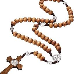 Rosary Necklace, Rosary, Rosary for Men Handmade Wooden Beads Prayer Necklace for Men and Women, Durable Jewelry for Wear and Car Mirror Decoration-image-79