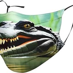 YYHWHJDE Adult Masks Washable 10 PCS Soft breathable Suitable for camping, running, traveling daily use crocodile open mouth Pattern-image-4