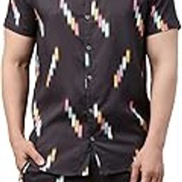 Men's 100% Rayon Cotton Digital Printed Casual Homewear Set Floral Night Suit-25