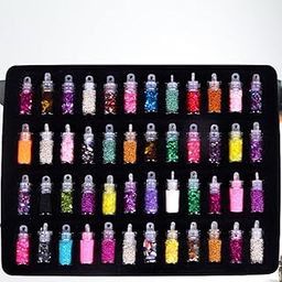 AD eshop Nail art charms kit in 3D glitter powder, Nail art charms/tool kit gift box for girls / 48 bottles set to make French nails, Decorate artificial nails like acrylic nails-image-18