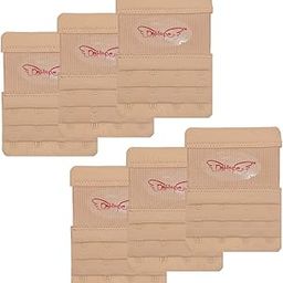 D CLUB Elastic Back Bra Extender 4 Hook 3 Rows Extension Strap 6Pcs Beige-14