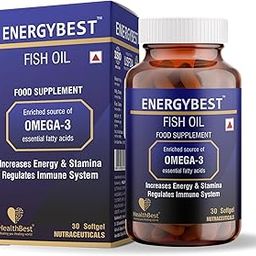 HealthBest EnergyBest Fish Oil - 30 Softgel Capsules - Enriched Source of Omega-3 EPA DHA | 1000mg | Increase Energy & Stamina-image-47
