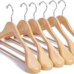 Evolluxi® Hanger Multi Functional Solid Wooden Suit Hangers, Coat Hangers,Suit Hanger,Jacket Hanger,Dress Hanger,Trouser Hanger,Pants Hanger,Blazer Hanger Beige Finish (12)-image-12